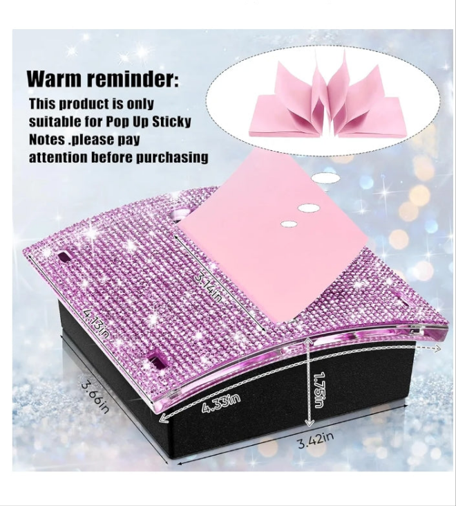 4 x 4 Inches Note Holder Dispenser Sticky Note Holder,Bling Self Stick Note Pad Holders Cute Sticky Note Holder for Office Home Classroom Desk Supplies