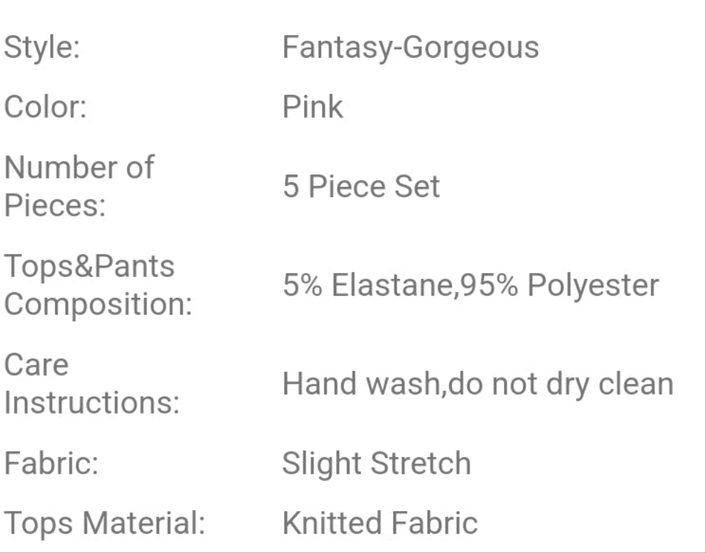 5pcs Women's Sexy Bow Decor Metallic Shiny Lingerie Set