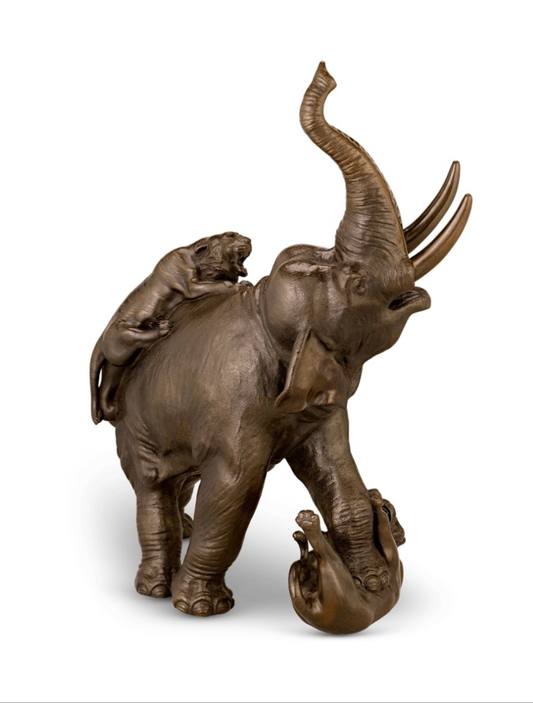 Bronze Japanese Bronze Elephant and Tigers by Genryusai Seiya So Beautiful