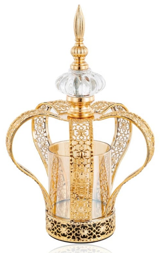 Metal crown decor candle holder gold color