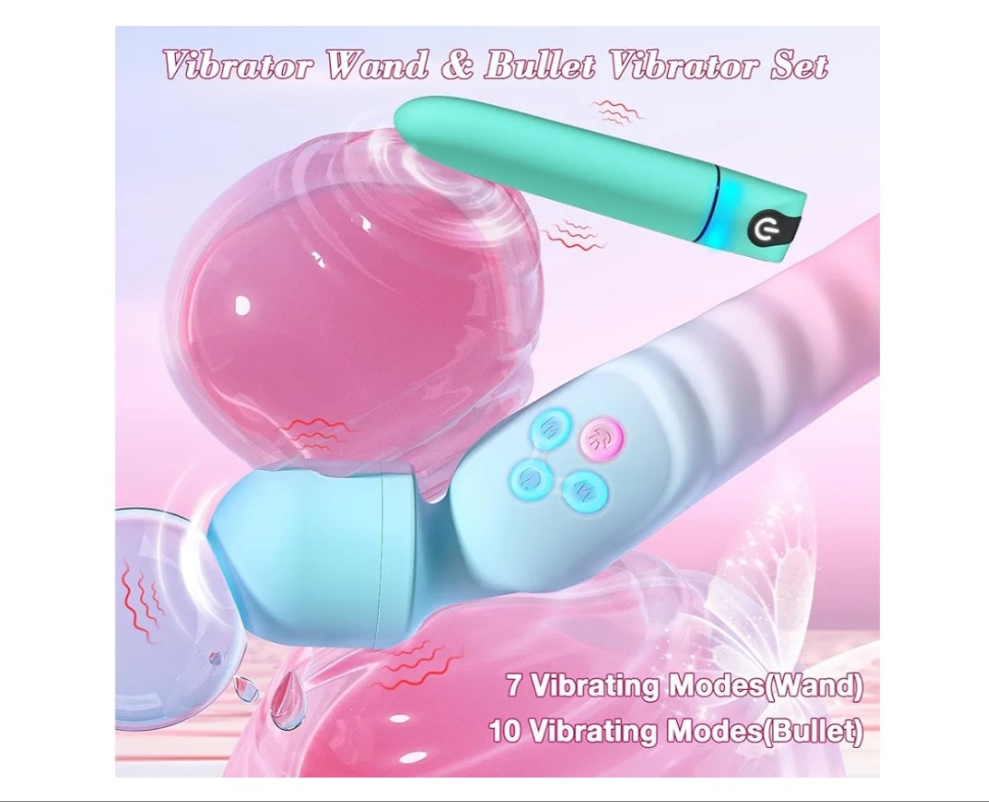 G Spot Vibrator Wand & Bullet Vibrator Set - Vibrators Sex Toys for Women, Clitoral Stimulator Dildo with 7 Vibrating Modes, Waterproof Heating Wand Massager, Adult Sex Toy for Female and Couples