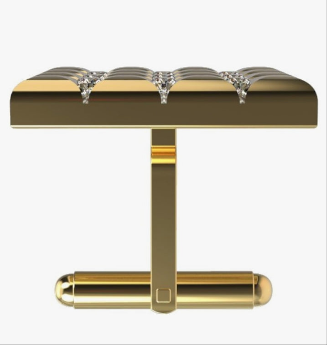 Block and Square Diamond Cufflinks 10K Gold with 0.27 Ct Diamonds Accessory for Mens Dress Shirt/Suits