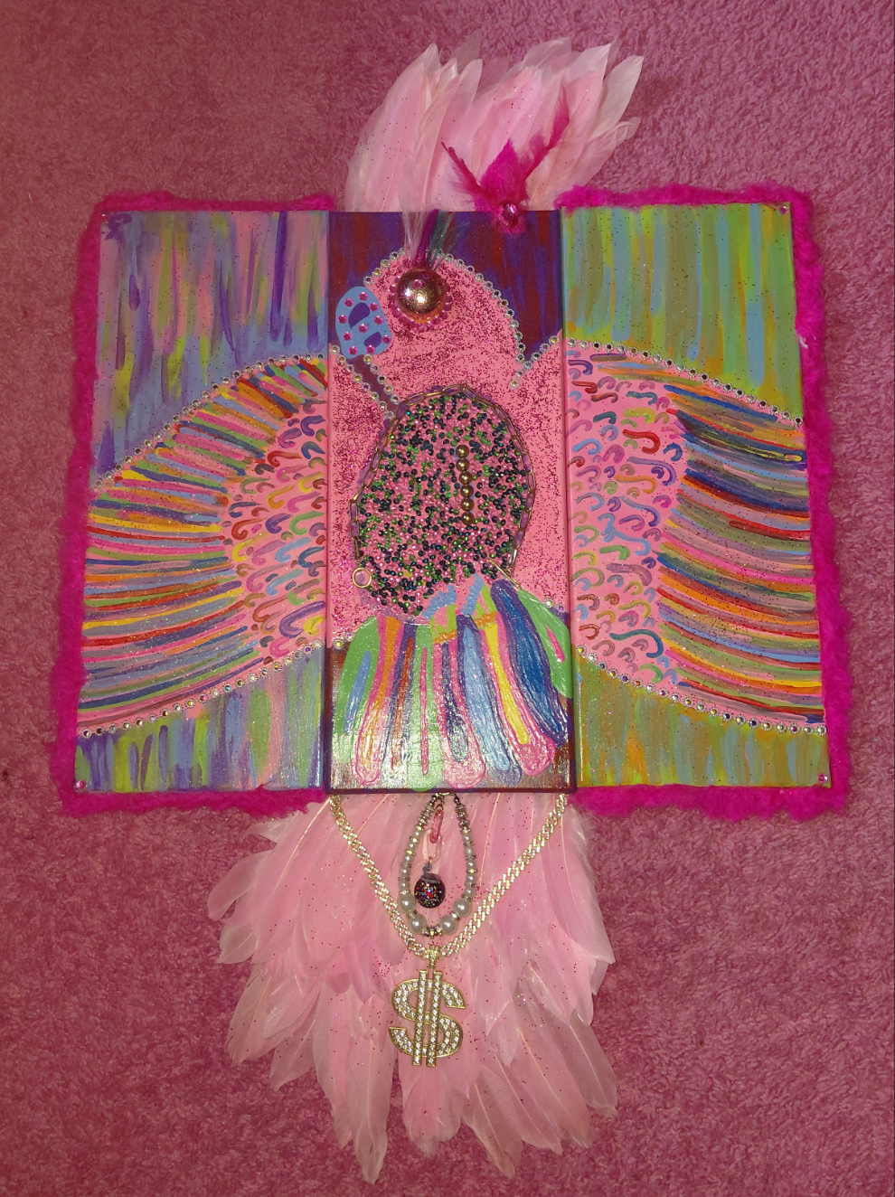FREE BIRD✅️ CUSTOM PAINTING BY COCOMONEY 1 OF A KIND PIECE. 60×24 Inches 3 piece 1 painting connects together and makes 1 stunning piece of art signed C$ COCOMONEY by me personally dated and signed on the back.