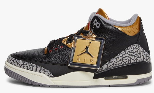 Jordan Air 3 Retro Black/Fire Red/Metallic Gold/Cement Grey 8 Medium