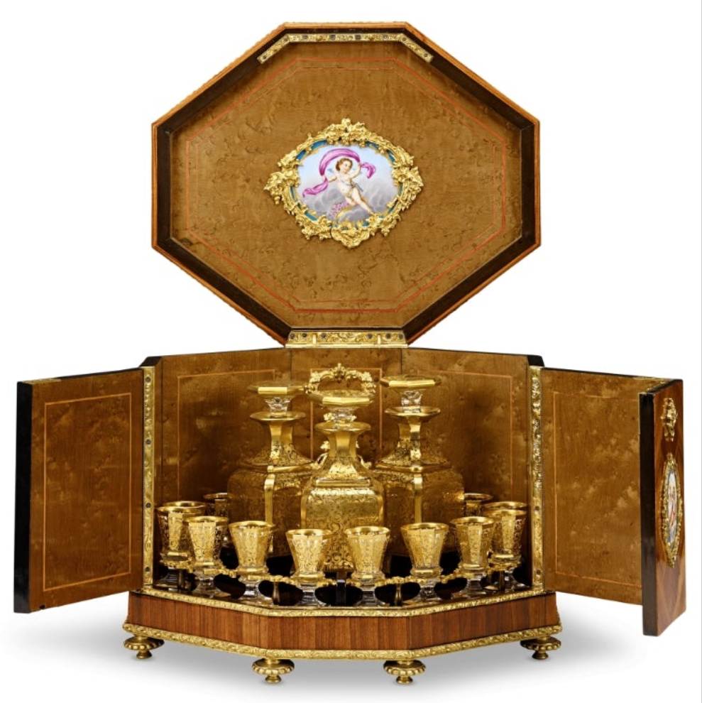 Baccarat Cave à Liqueur with Sèvres Porcelain