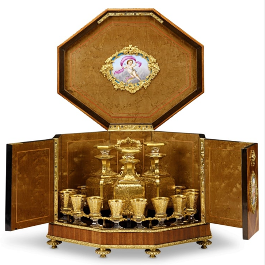 Baccarat Cave à Liqueur with Sèvres Porcelain