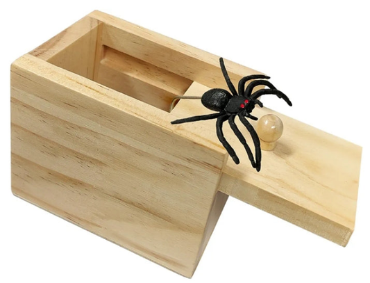Spider Box Prank Toy Gag Gift Funny White Elephant Gifts for Adults, Wooden Christmas Birthday Surprise Gift Box Toys for Kids Teens Boys 6-8-12, Hilarious Stocking Stuffers for Adults Men Women