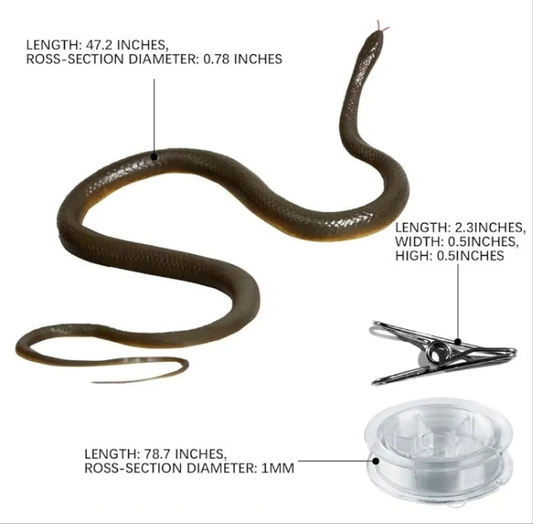 Snake Prank with String Clip, Golf Snake Prank, Clip on Snake Prank, DIY Golf Snake Prank with String and Clip, Snake on a String Prank, DIY Golf Snake Prank Gag Gift, Snake Prank for Golf (1.2m)