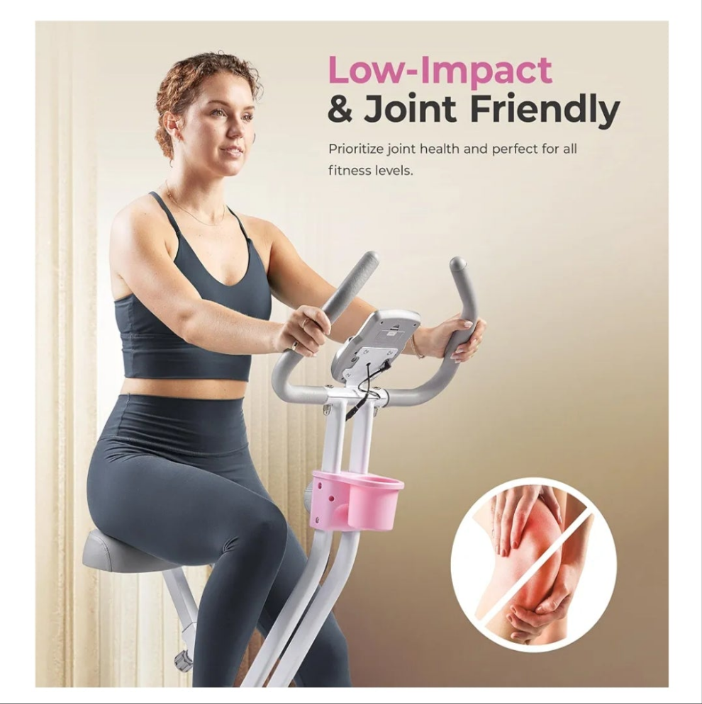 Health & Fitness Smart Folding X-Bike, Portable Compact Exercise Bike for Indoor Cycling Workout, Home Cardio Training Machine, Free SunnyFit App Bluetooth Connect, Optional Foldable Recumbent