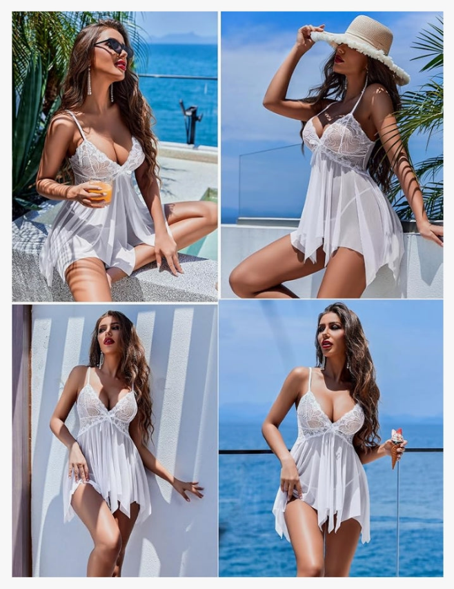 Bridal Lingerie for Women Lace Babydoll Sleepwear Boudoir Outfits