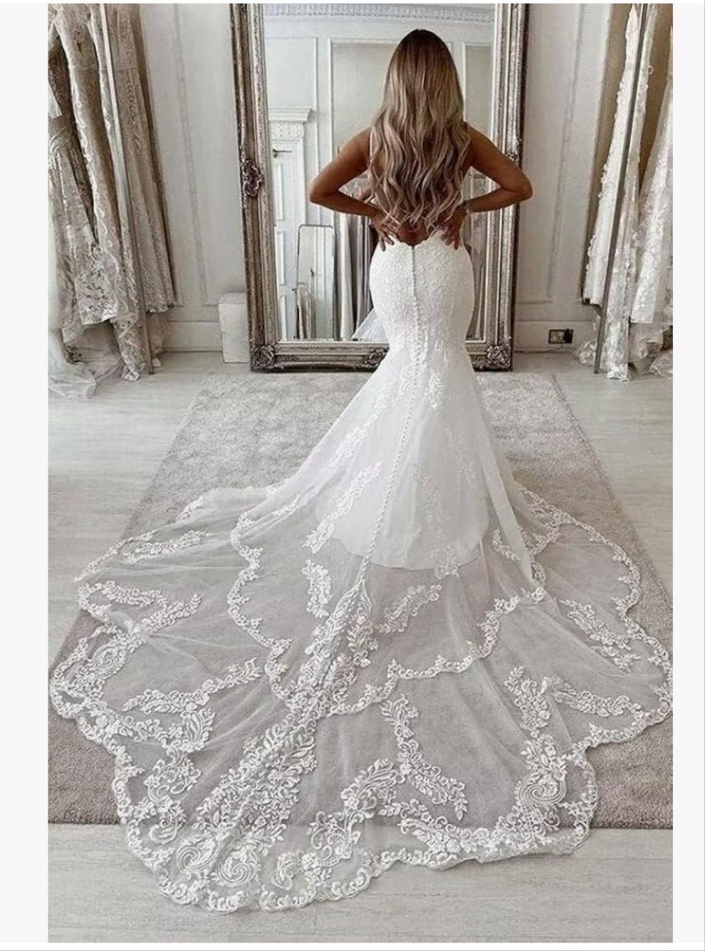Mermaid Wedding Dress for Bride Women's Lace Applique s Vintage V Neck Wedding Dresses Ball Gowns