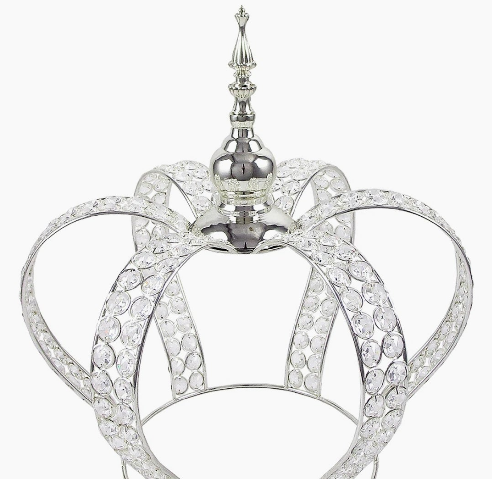 Crown gemstone decor in silver or gold
