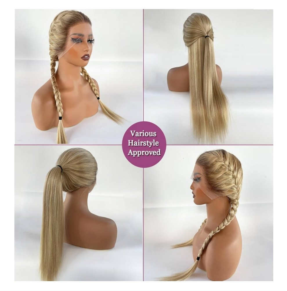 13x6 Lace Front Wigs Human Hair Brown Roots to Golden Blonde Balayage Blonde Wig Human Hair Highlights Glueless HD Lace Front Wigs Human Hair Pre Plucked 22 Inch Lace Front Wigs for White Women