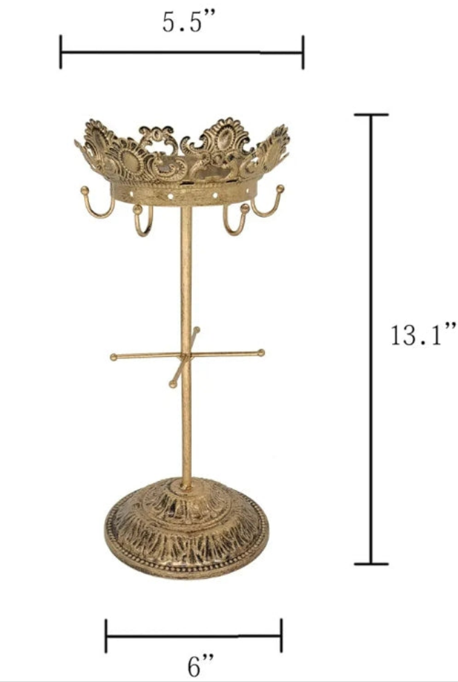 Metal Jewelry Organizer Tower Necklace Tree Bracelet Display Stand w/Hairclip Holder w/Jewelry Organizer w/Jewelry Tree (Bronze)