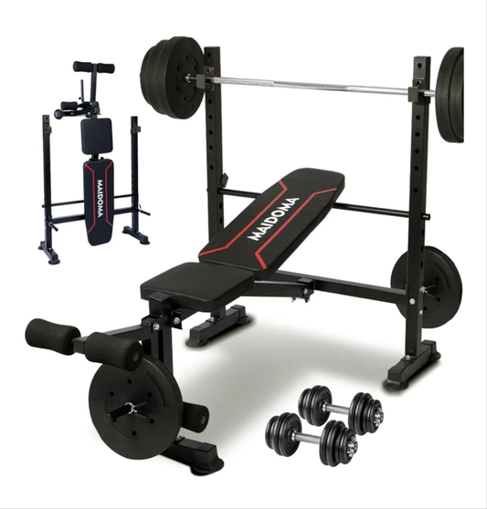 1500LBS 6 in 1 Weight Bench Set with Leg Extension/Curl and Preacher Curl, Bench Press Set and barbell Rack with Safety Bar Catches, Foldable Workout Benches for Home(US Stock)