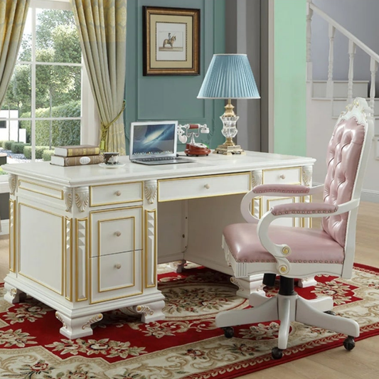 Elegant Pink Office Chair and Desk Set 2 Pieces