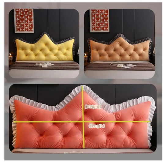 Large Headboard Pillow Soft Crown Shape Bed Reading Pillows Bed Back Pillow for Sitting in Bed Long Pillow for Bed Reading Pillow Adult Couch Sofa Backrest Pillow (Dark Red, 47.2in)