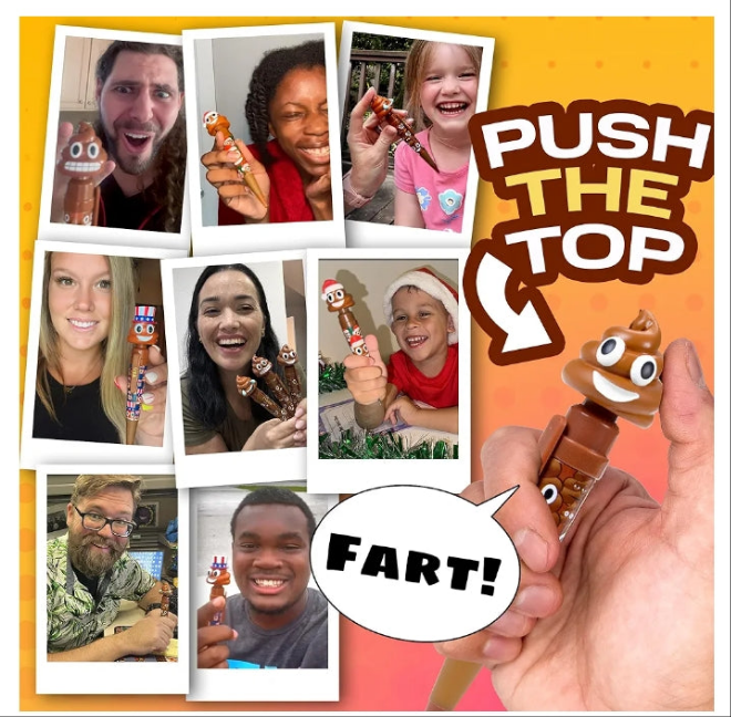 Farting Poop Pen Makes 7 Funny Fart Sounds - Perfect Stocking Stuffers for anyone - This Poop Pen Makes Funny Gifts for the Entire Family - Great Fart Pen Gag Gifts with Big Laughs