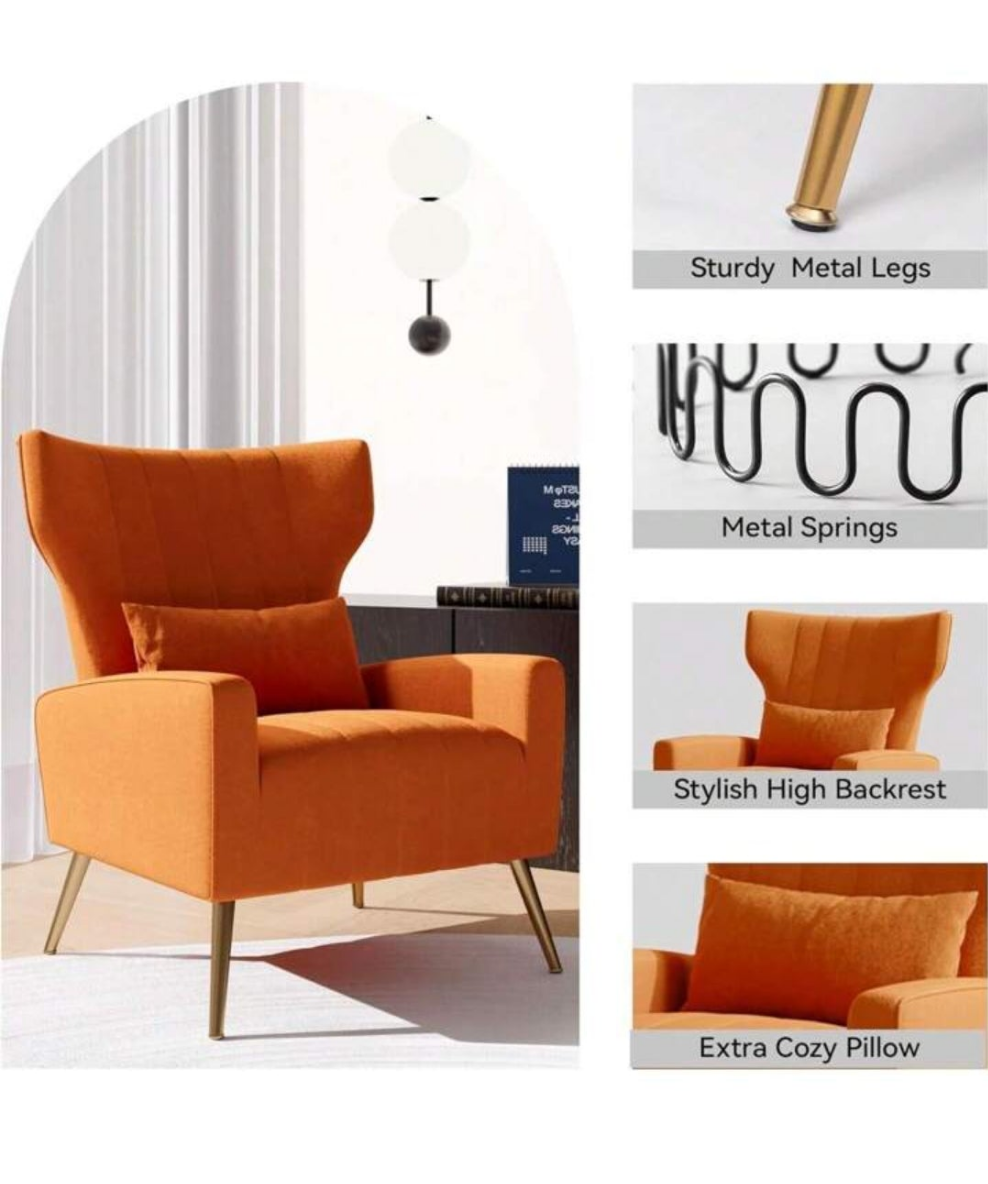 1Pc Modern Velvet Armchair With High Back,Upholstered Accent Chair For Living Room Bedroom