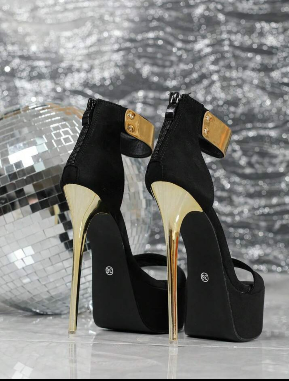 High Heeled Sandals With Zipper Front Decoration, Peep Toe, Thin High Heel And Water-Resistance Platform
