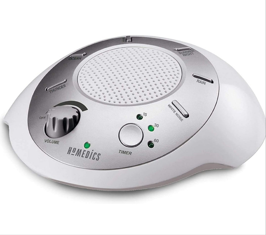 SoundSleep White Noise Sound Machine, Silver, Small Travel Sound Machine with 6 Relaxing Nature Sounds, Portable Sound Therapy for Home, Office, Nursery, Auto-Off Timer, by Homedics