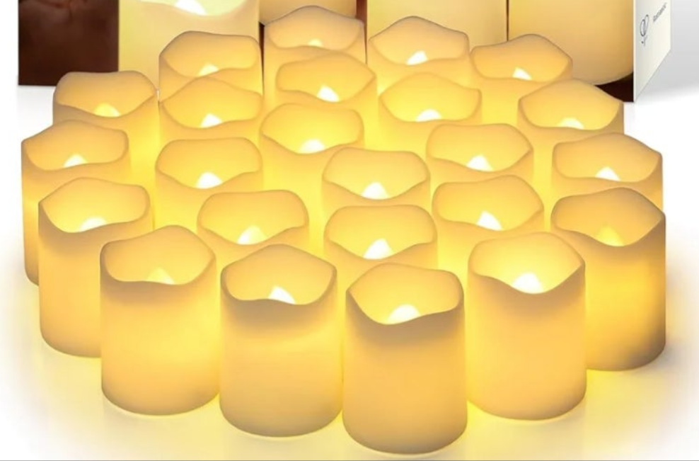 Flameless Votive Candles,Flameless Flickering Electric Fake Candle, 200+Hour Battery Operated LED Tea Lights in Warm White for Wedding, Table, Halloween,Christmas Decorations 1.5"X1.7"