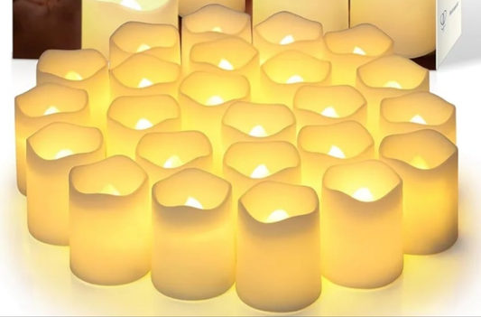 Flameless Votive Candles,Flameless Flickering Electric Fake Candle, 200+Hour Battery Operated LED Tea Lights in Warm White for Wedding, Table, Halloween,Christmas Decorations 1.5"X1.7"