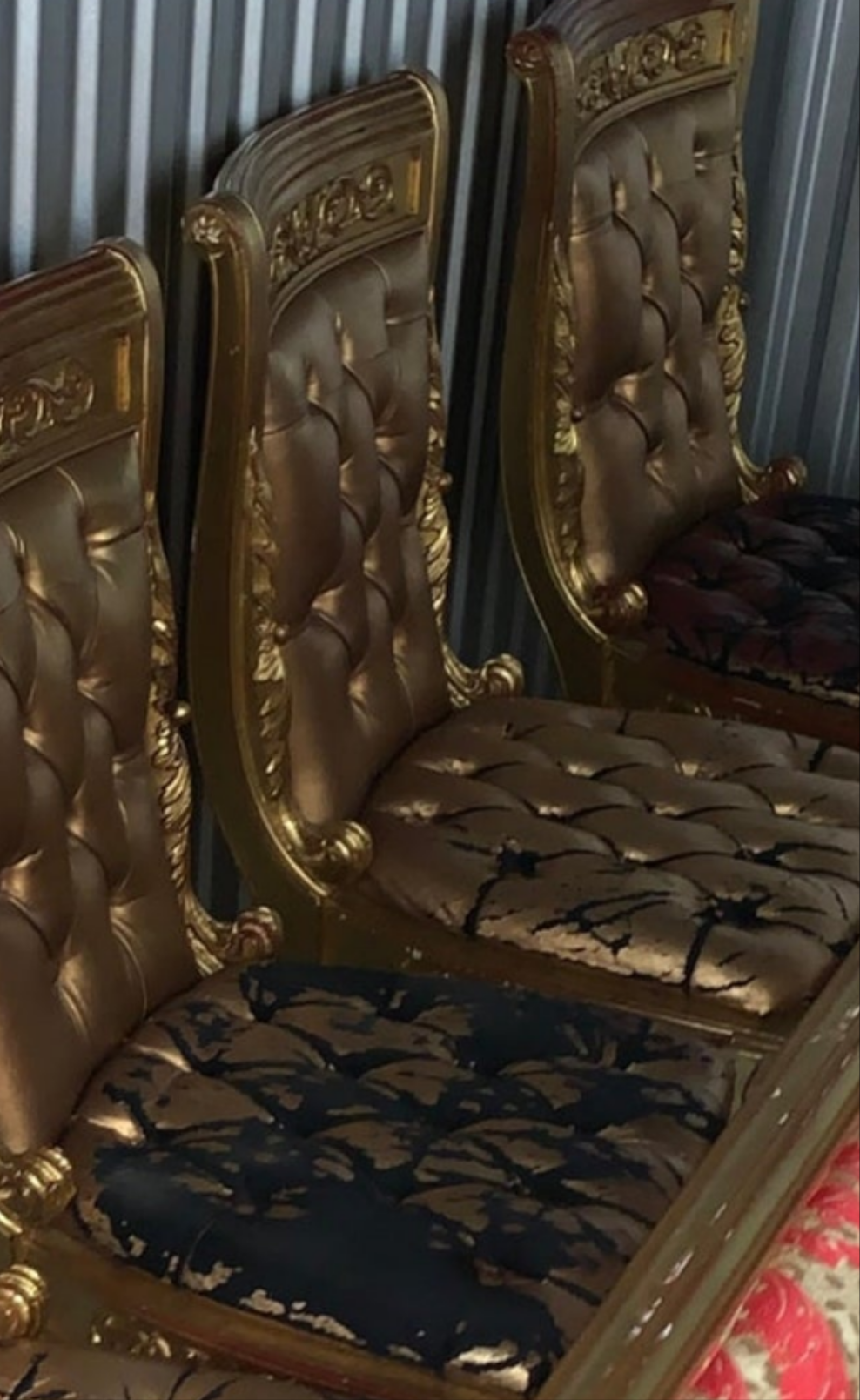 Versace Original Vanitas Gilt Dining Chair Set of 6, Gianni Versace, 1994