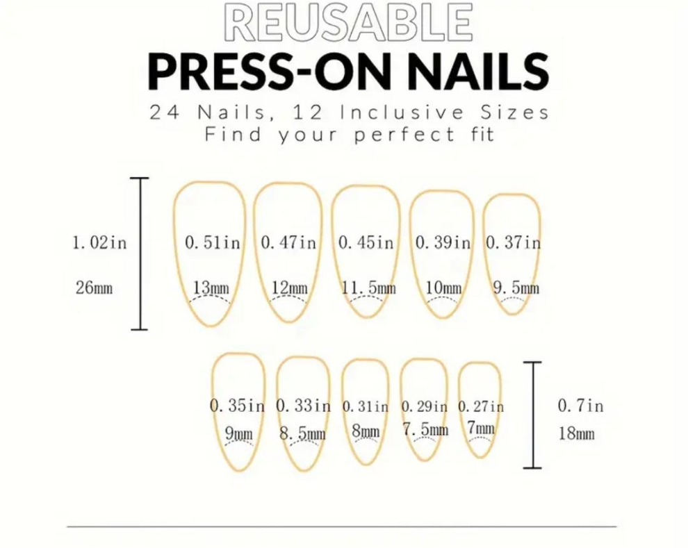24 piece acrylic nails almond