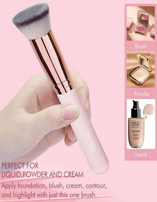 Flat Top Foundation Brush, For Mixing Liquid, Creams And Perfect Powder Cosmetics - Buffing, Concealer - Portable  wood