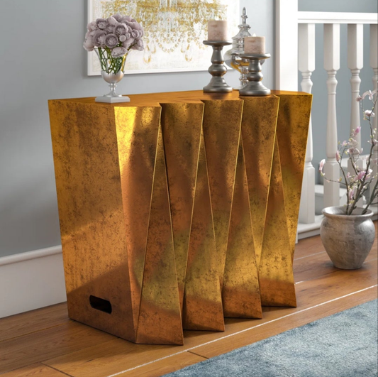 Console Table iron distressed metal gold tone