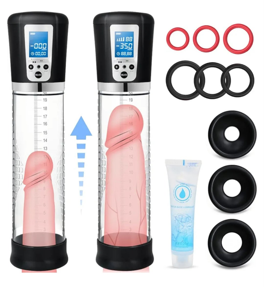 Electric Penis Enlarge Vacuum Pump with 4 Suction Intensities, Adorime Rechargeable Automatic High-Vacuum Penis Enlargement Extend Pump, Air Pressure Device Black