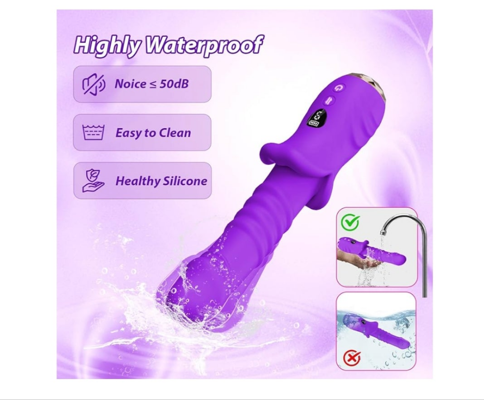Thrusting Dildo Vibrator Sex Toys, G Spot Vibrator Women Sex Toys with 9*9 Thrusting & Vibrating Modes, Mouth Shaped Realistic Dildos Adult Toys With LED Display, Adult Sex Toy & Games(