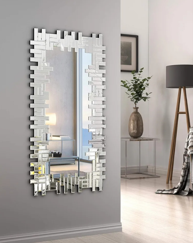 Decorative Wall Mirrors Large Grecian Venetian Mirror for Hotel Home Vanity Sliver Mirror (W 24.8" x H 47.3" Rectangle)