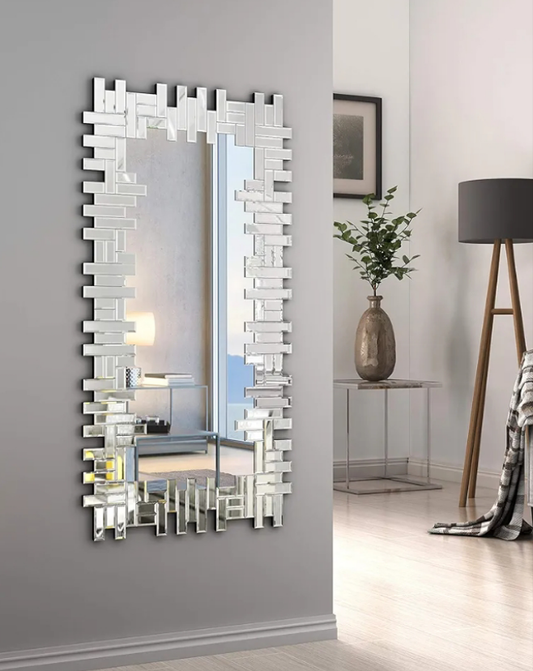 Decorative Wall Mirrors Large Grecian Venetian Mirror for Hotel Home Vanity Sliver Mirror (W 24.8" x H 47.3" Rectangle)