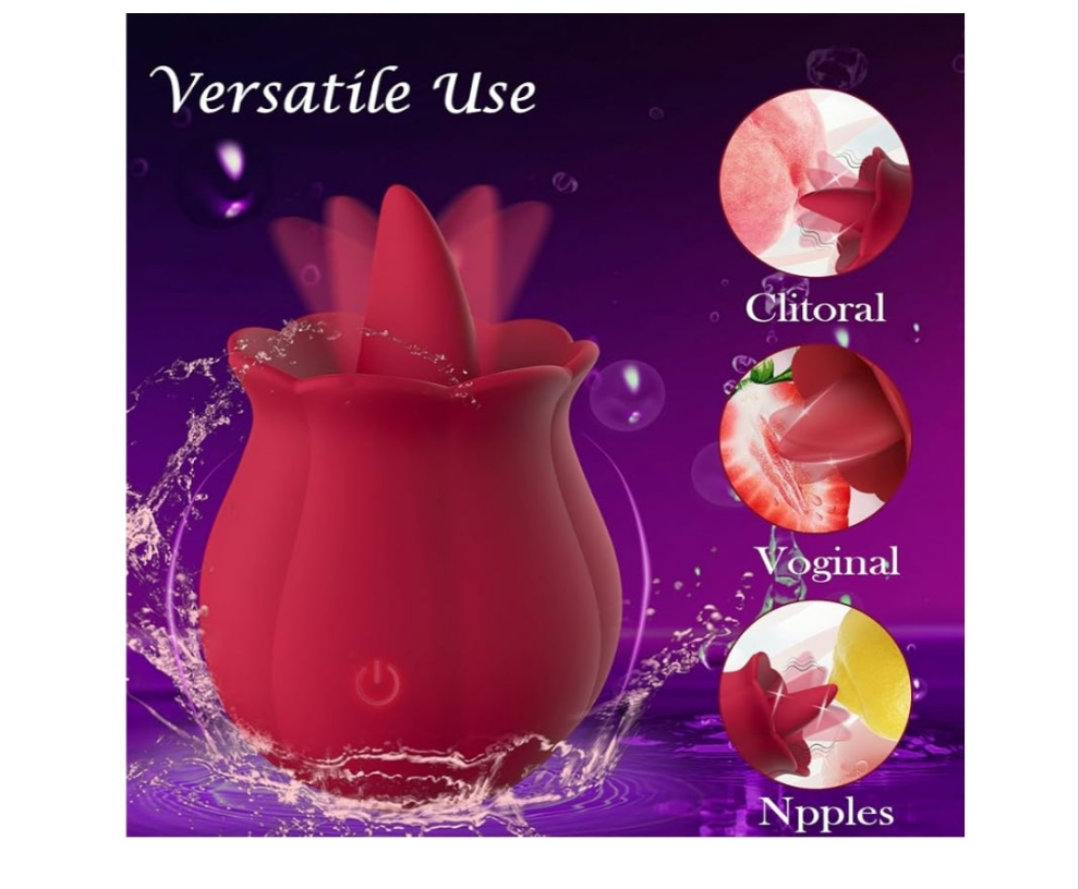 Sex Toys Rose Dildo Vibrator, Adult Toy with 10 Speed Vibrating for Women Clitoral Nipple, Rose Tongue Sex Toy Clitoral G Spot Vibrators for Woman Couples Adult Sex Games, Pink
