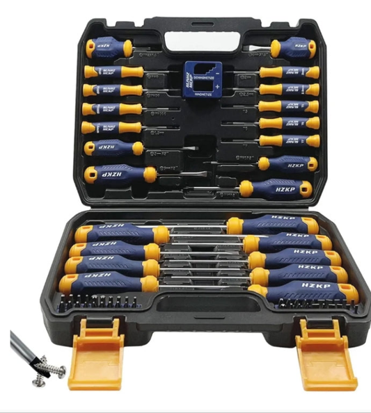 SUNHZMCKP Magnetic Screwdriver Set 66-Piece, S2- Alloy Tool Steel, Includes Slotted/Phillips/Torx Mini Precision Screwdriver, Replaceable Screwdriver Bits With Sturdy tool box