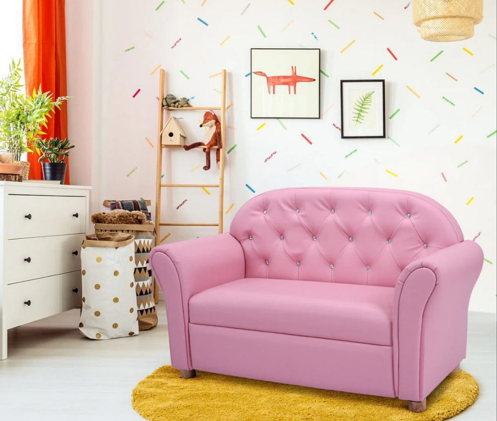 Kids 11.5'' Wood Club Chair Sofa / Sectional and Ottoman