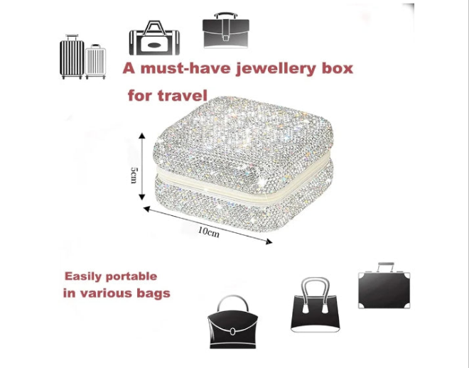 Bling Jewelry Organizer, Travel Jewelry Case Organizer Portable Small Jewelry Storage Box Shining Jewelry Holder