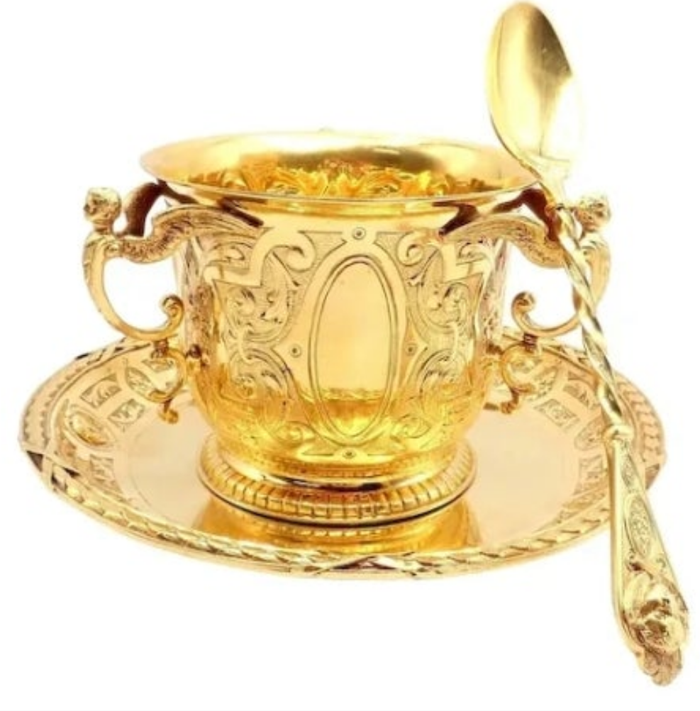 Antique Solid 18k Yellow Gold Sugar Bowl Dish Spoon Abraham Portal Set c. 1779
