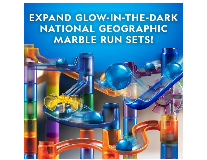 National Geographic Marble Run with Motorized Elevator - 150-Piece Marble Maze Kit with Motorized Spiral Lift, 30 Marbles, Storage Bag & More, Perpetual Motion Machine, Marble Game, Kids Physics Toys
