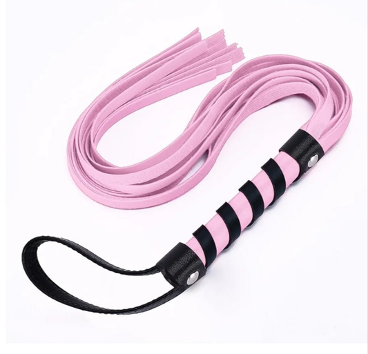 Faux Leather Whip for Adults - Structured Diamond-Pattern Handle with Wrist Loop - Durable Material for Enhanced Handling - Floggers - 1.9"x23.6" - Pink