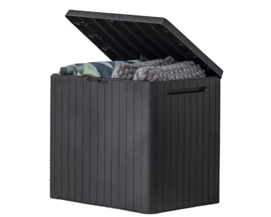 30 Gallon Resin Outdoor Storage Box and Patio Furniture Side Table for Pool and Garden Accessories,