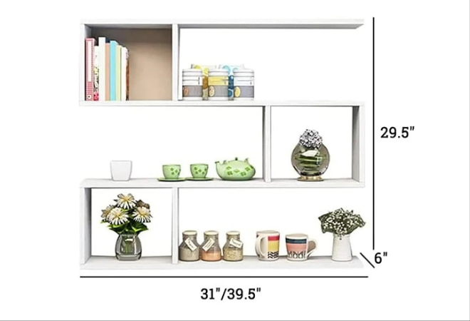 Wooden Floating Shelves for Wall - Modern Wall Mounted Shelves for Living Room, Study Room, Office - Wood Display Shelf Decor - Floating Shelfs