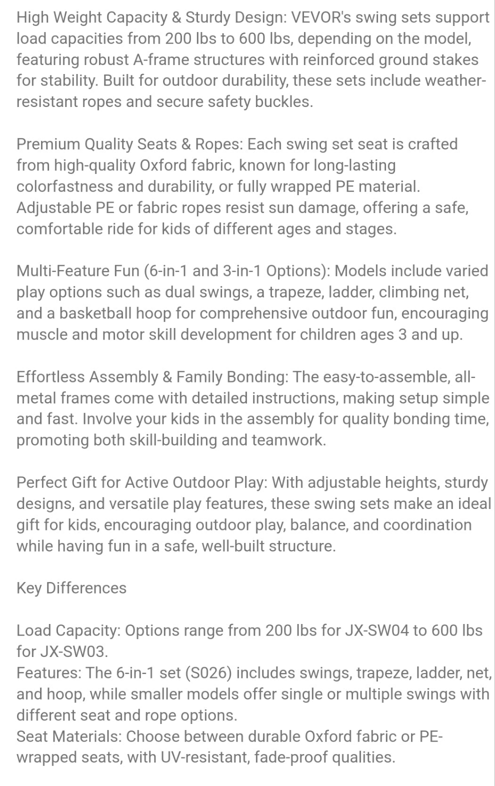 Swing Sets For Backyard, 600lbs/440lbs/200lbs Load Capacity Swing Set, Heavy Duty A-Frame Metal Swing Stand And Adjustable Rope, Swingset Outdoor For Kids ﻿
