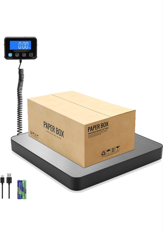Digital Shipping Scale, 5g High Accuracy 440 lb Postal Scale with Hold and Tare Functions for Parcels/Luggage/Home, Manual/Auto Shutoff, Extended LCD Display, Batteries and AC Adapter Included