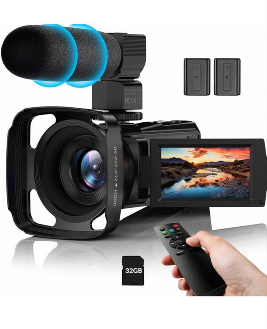 Nicamery Video Blogging Camera Recorder FHD 1080P 24.0MP 3.0 Inch 270 Degree Rotatable Screen 16X Digital Zoom Camcorder With Microphone, Remote Control And 2 Batteries