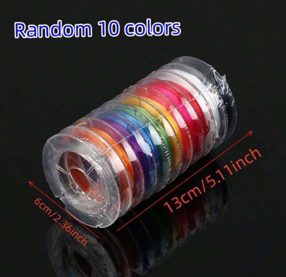 10 Rolls 0.8mm Elastic Crystal Beading Thread String Cord For DIY Bracelet & Necklace Making, 10mroll