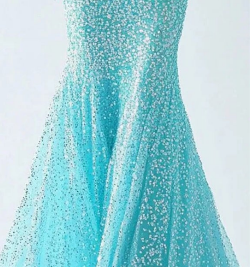 Rhinestone Feather Long Sleeve Fishtail Maxi Dress-Blue [Custom-Made] COCOMONEY