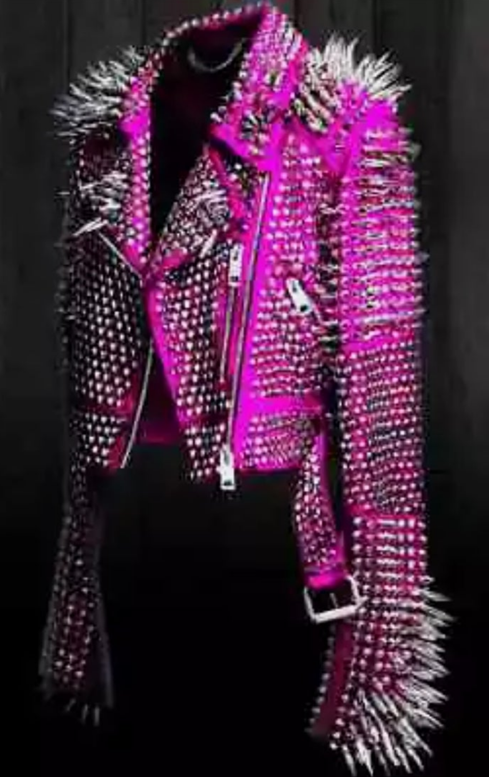 COCOMONEY Unisex Punk Rock jacket Spiked Studded Motorcycle Leather Jacket